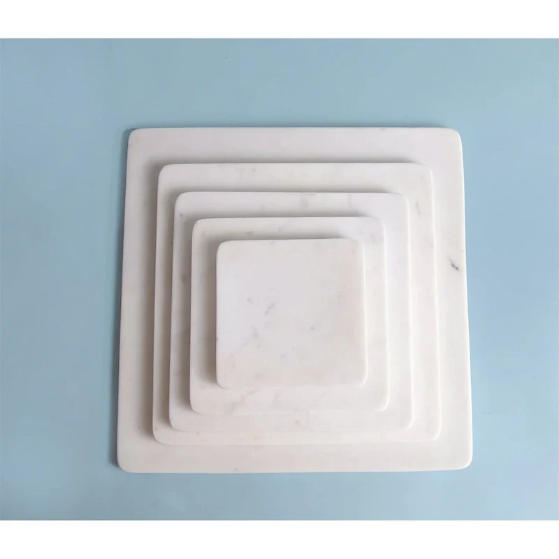 X-Lg. Square Marble Platter 15  x 15  - White