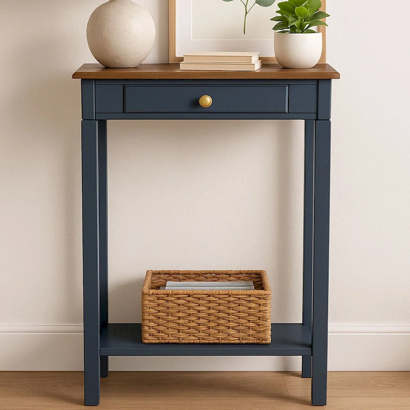 Marnie Two-tone 1-drawer Solid Wood Console Accent Table with Shelf by East at Main