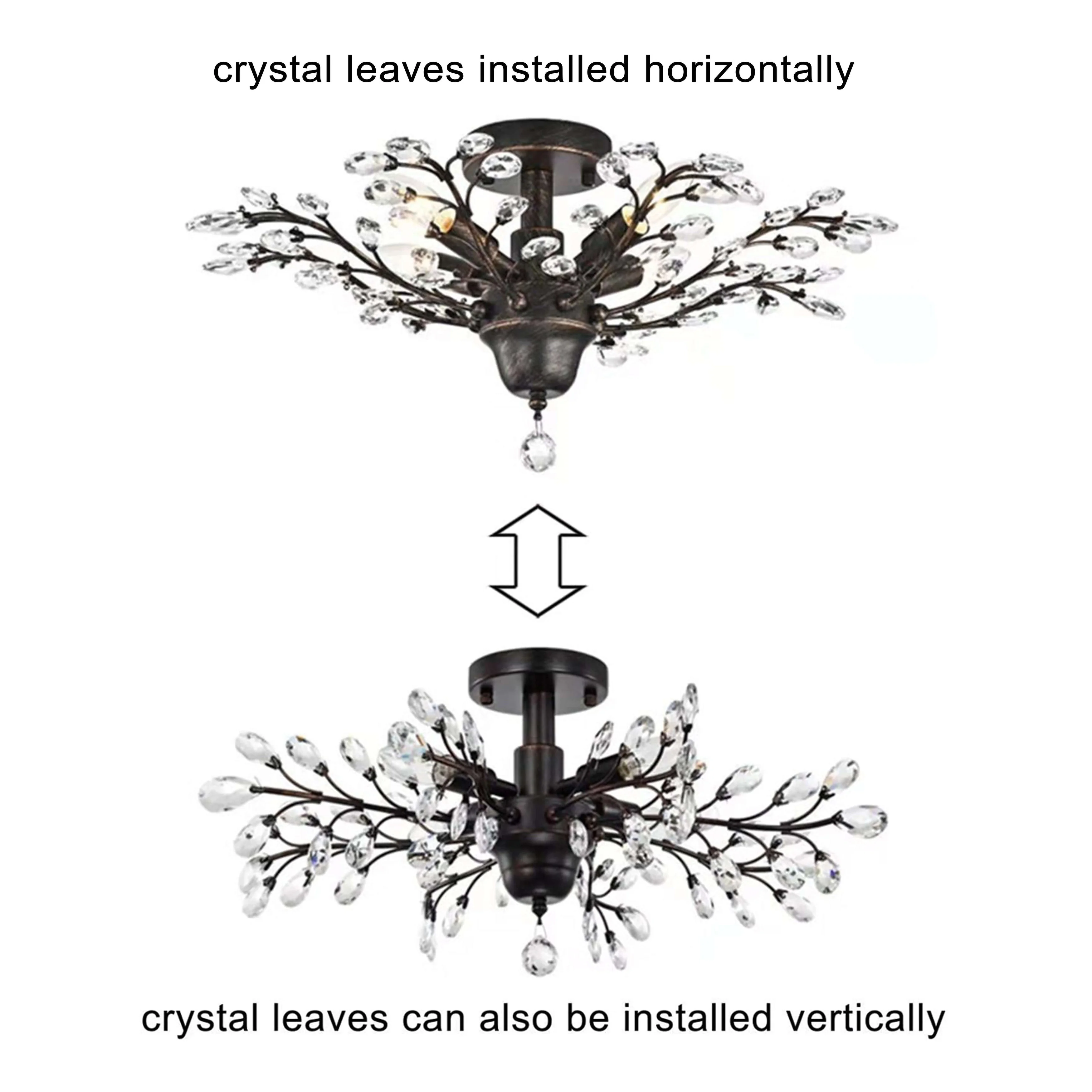 Holly 4-light Crystal Leaves Flush Mount