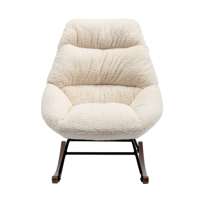 Tufted Upholstered Padded Seat Rocking Chair-Boucle