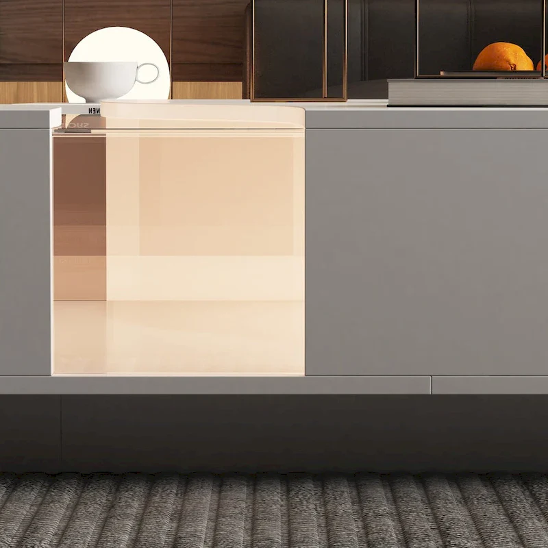 Luminous Chic: White Dual-Drawer Coffee Table with LED Display Top