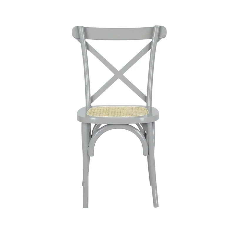 Colmar Classic Traditional X-Back Wood Rattan Dining Chair, Natural (Set of 2) by JONATHAN Y