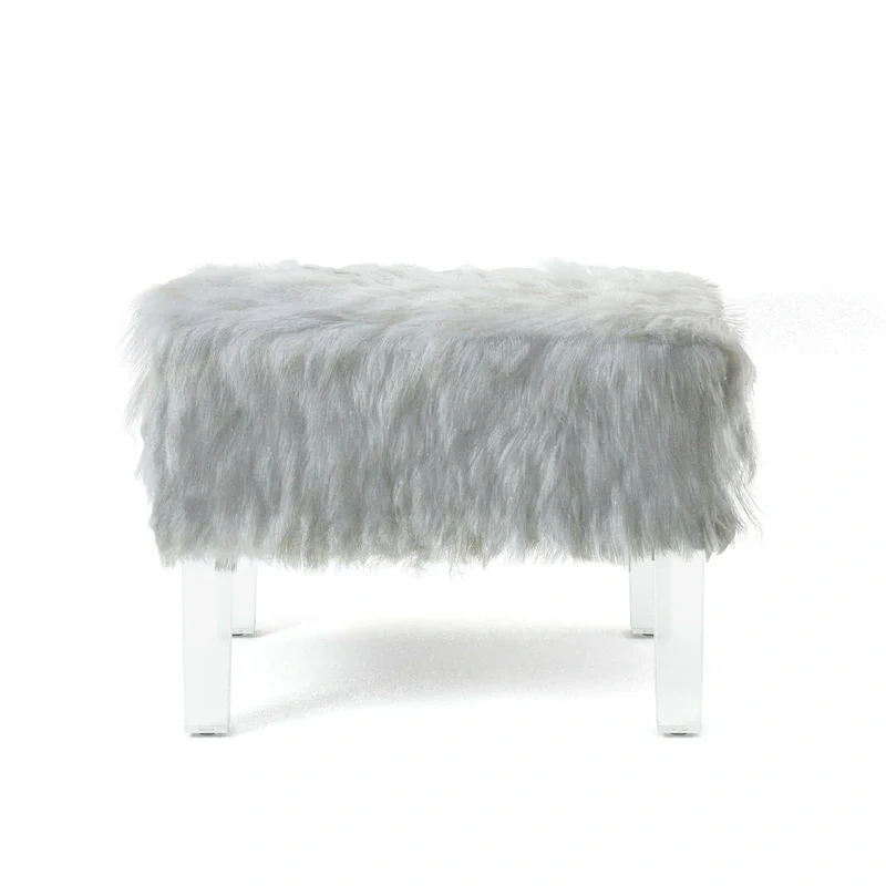 Modern Faux Fur Acrylic Footstool