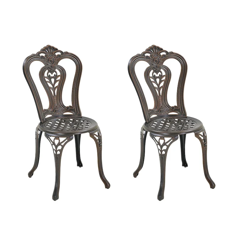 Set of 2 Cast Aluminum Bistro Chairs