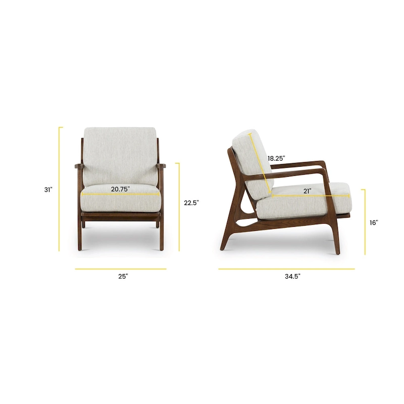 Poly & Bark Verity 25 Fabric Lounge Chair - Solid Wood Frame