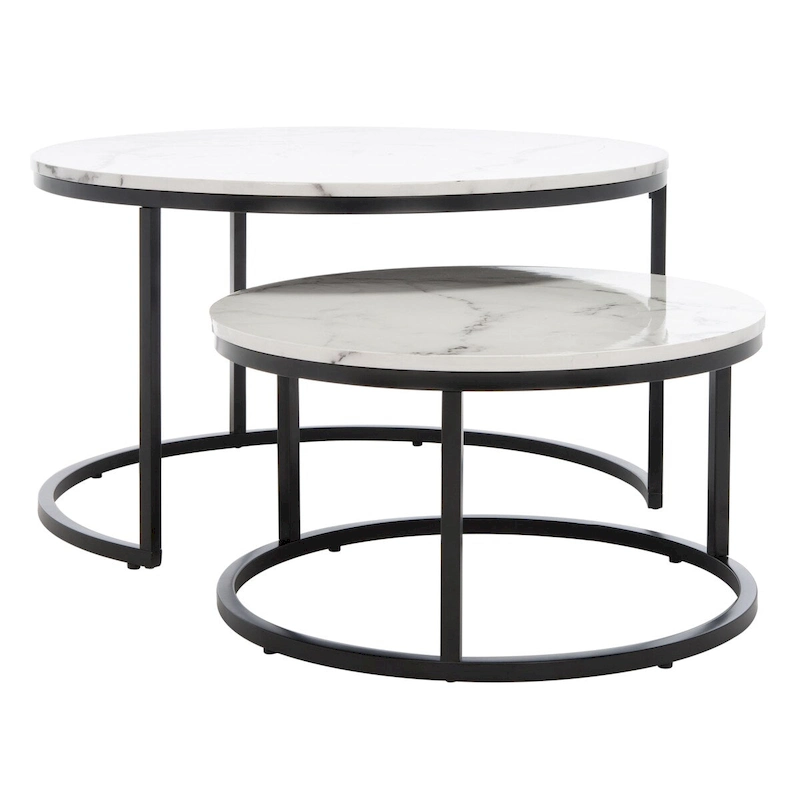 SAFAVIEH Elberta 2 Round Nesting Coffee Table - 43 L x 36 D x 18 H - 32Wx32Dx18H