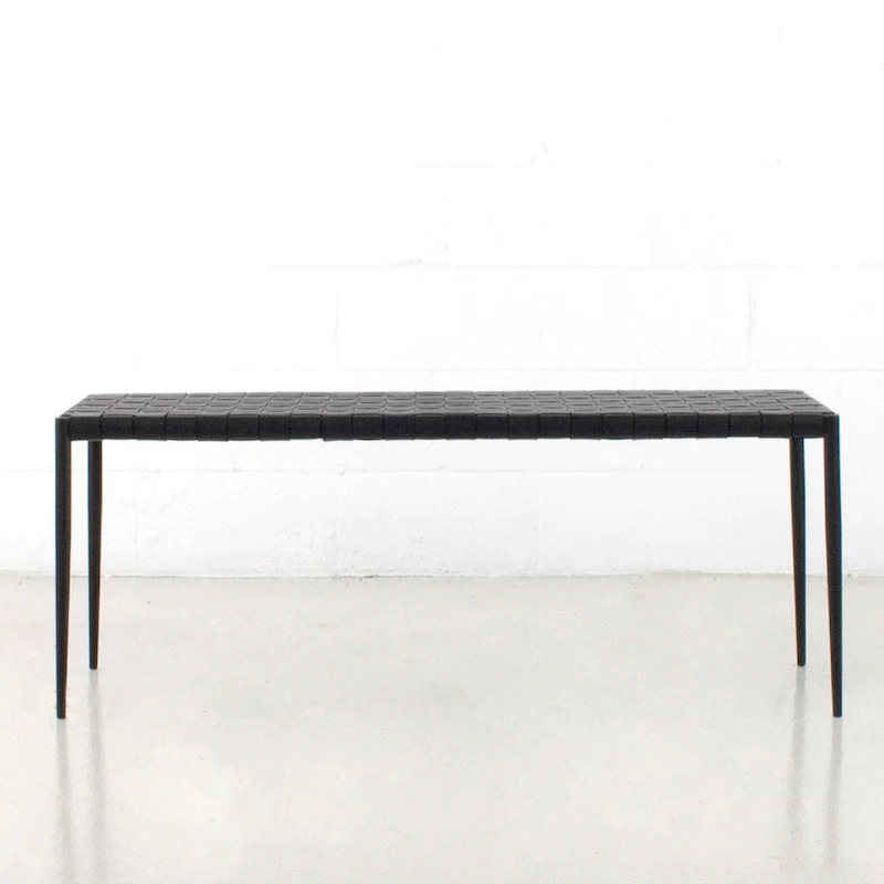 Soho Mid-Century Modern Leather Weave Coffee/Bench 28-inches/ 47-inches