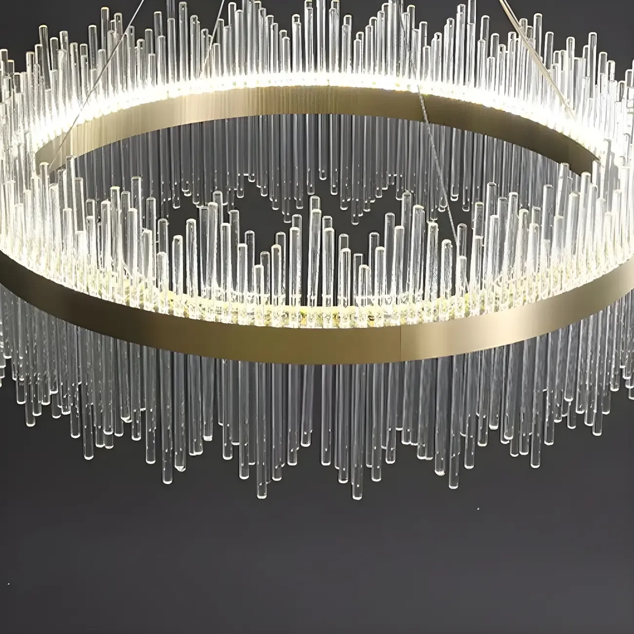 Modern Dimmable Crystal Chandelier Round Gold LED Light