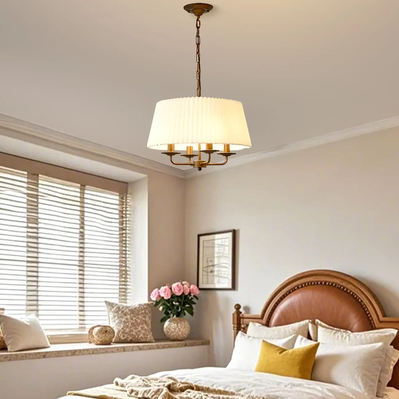 Modern Fabric Drum Chandelier with Adjustable Hanging Length