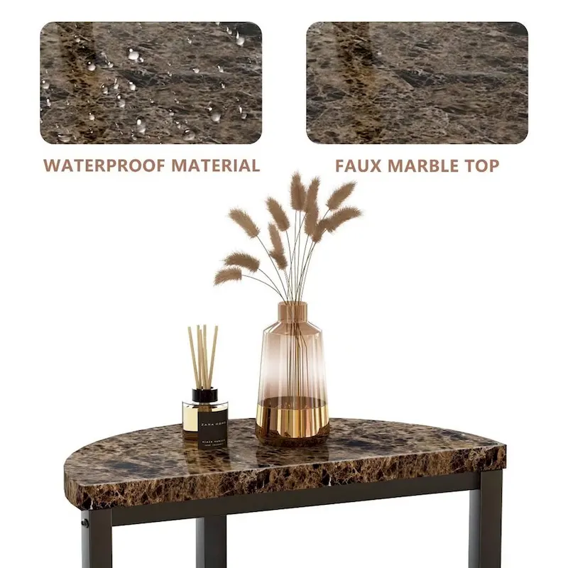 Modern 3 Tier End Table with Marble Tabletop