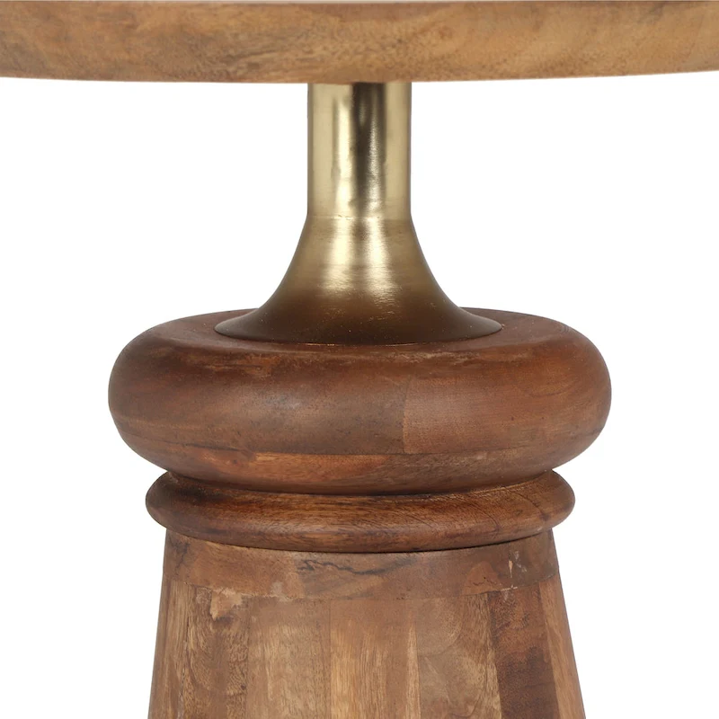 Christopher Knight Home Mango Wood and Metal Pedestal End Table
