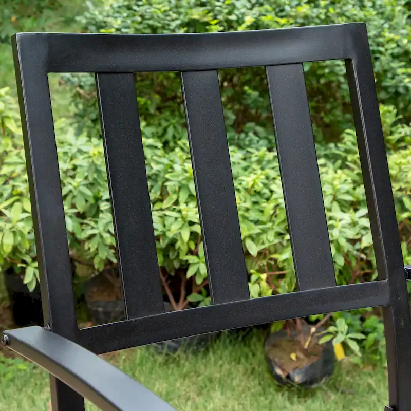 MAISON ARTS 5-piece Faux Wood Table and Metal Stackable Chairs Patio Set - 5-Pieces Sets