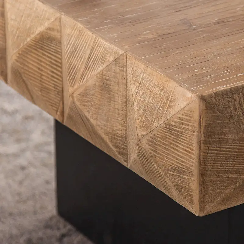 Three-dimensional Embossed Pattern Square Retro Coffee Table