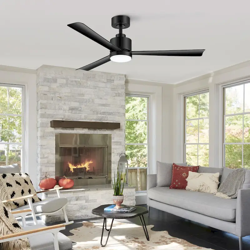 52 Inch Gold/Black/White 3-Blade LED Ceiling Fan with Light and Remote