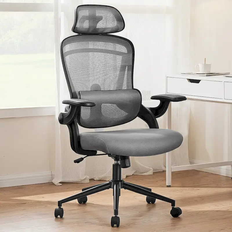 High Back Desk Chair with Adjustable Lumbar Support & Headrest