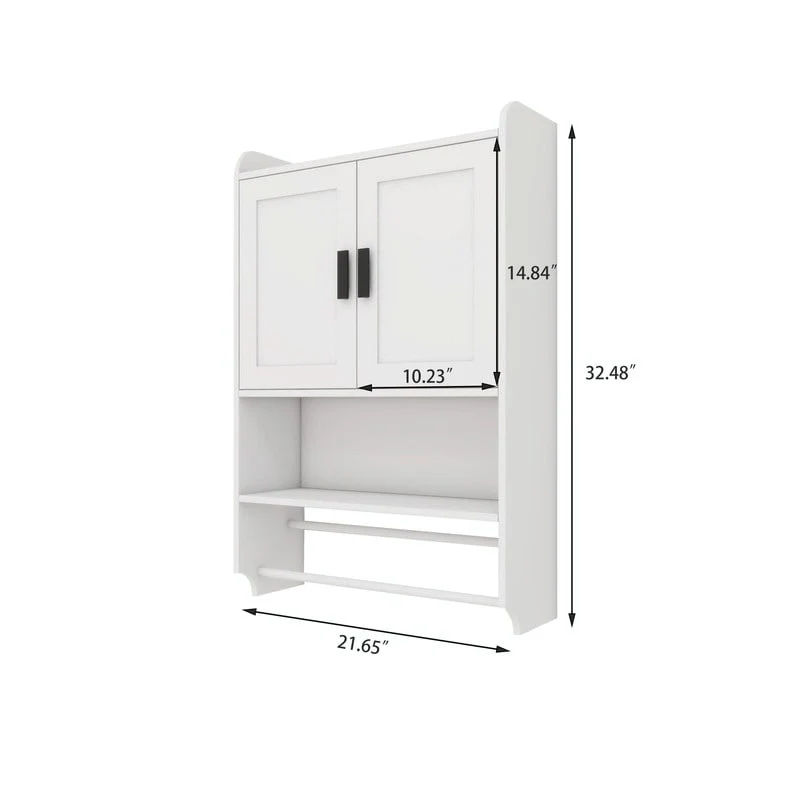 Bathroom Wall Cabinet with Adjustable Shelf, Towel Bar, and Paper Holder