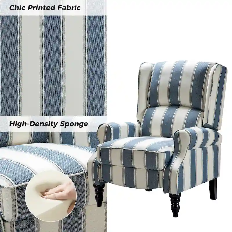 Olympus Upholstered Classic Manual Wingback Recliner with Solid Wood Legs Set of 2 by HULALA HOME