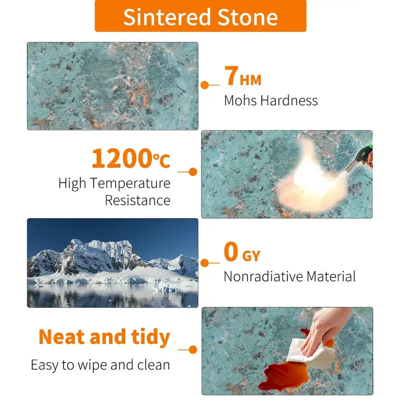 End Table 2-Tier Round Side Accent Table with Sintered Stone Tabletop - 15.7x15.7x21.3 inch