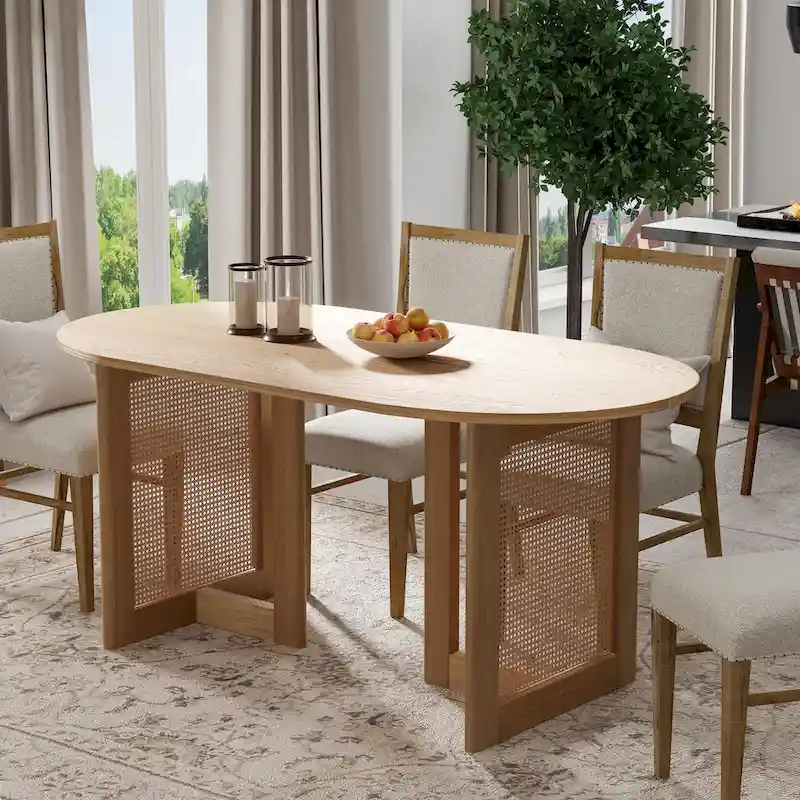 Lumioca Cinna Oak Wood Double Pedestal Dining Table