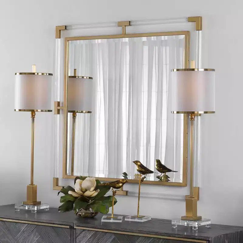 Uttermost Balkan Metallic Gold Leaf 40 Square Wall Mirror