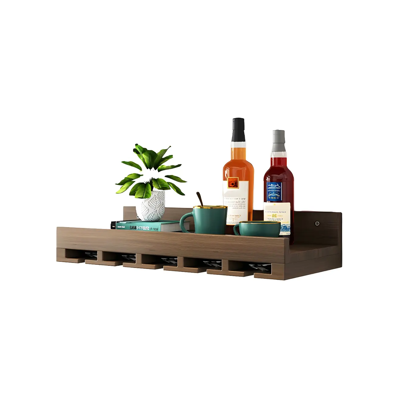 Industrial Wooden Wall Mounted Wine Rack