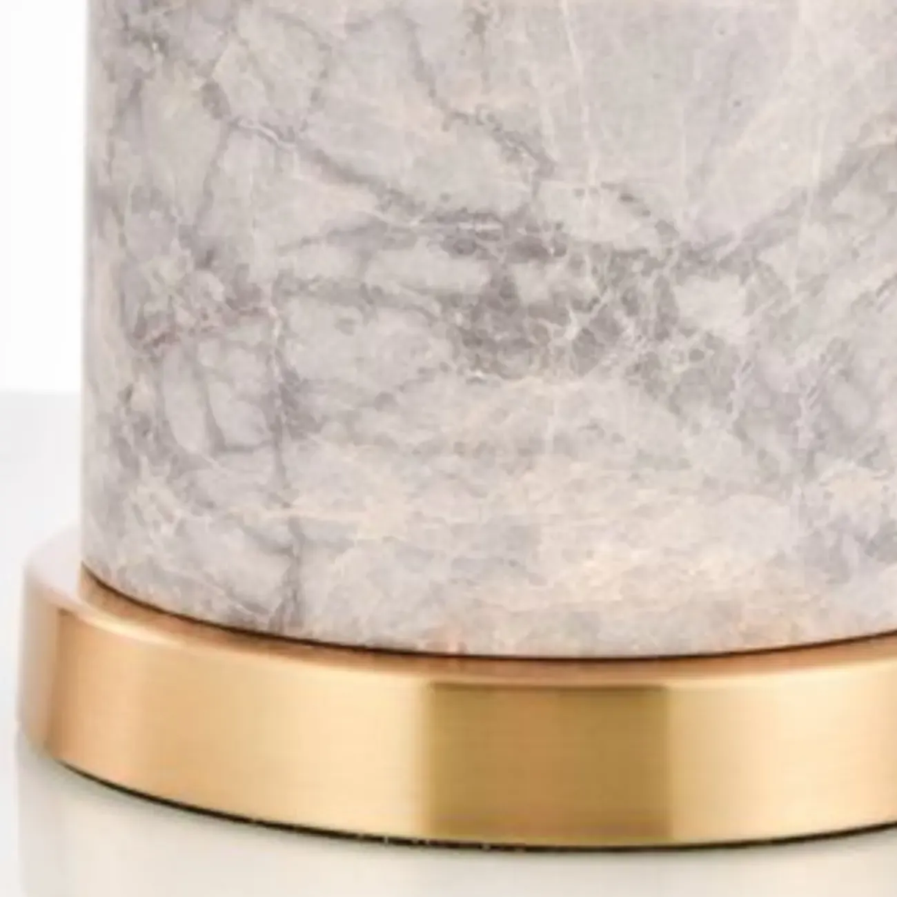 Modern Cylinder Stone Table Lamp with Fabric Shade