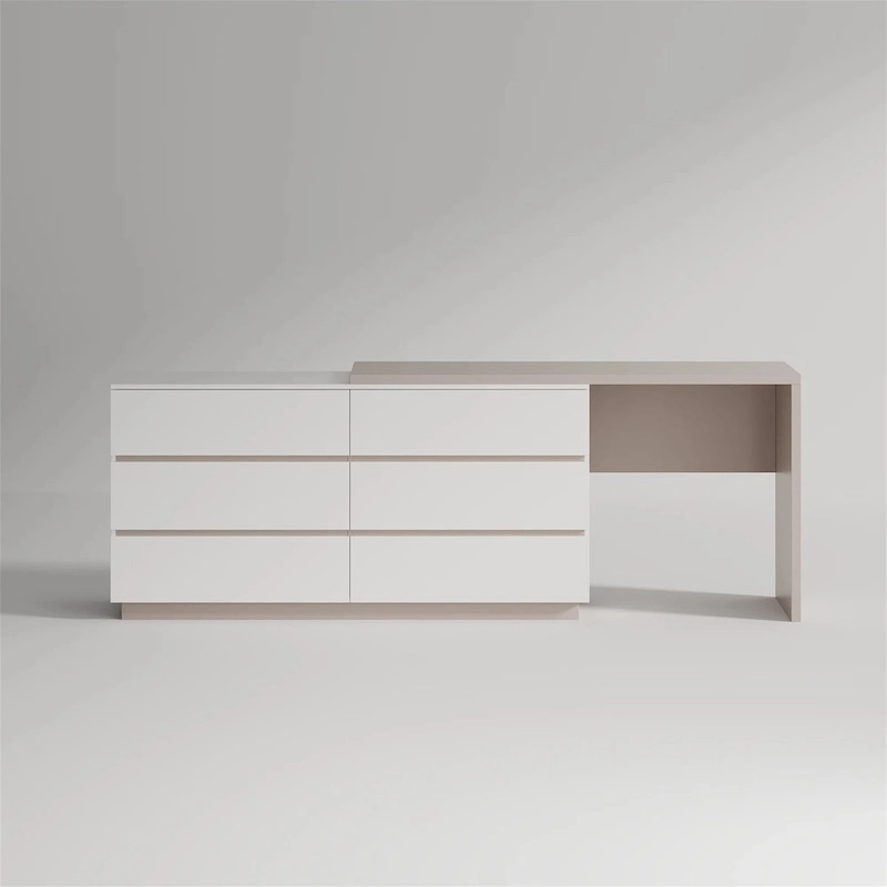 97.63  Modern Home Office Expandable Dresser Desk Combo with 6 Drawers