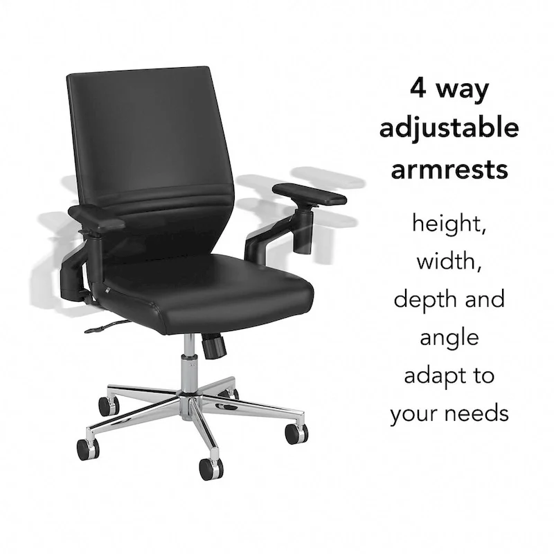 Mid Back Bonded Leather Office Chair with Adjustable Height and Armrests