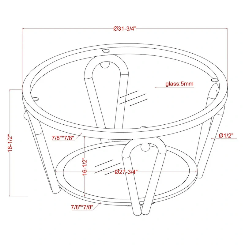 Gable Glam 2-Piece Glass Top Coffee Table Set with Shelf by Furniture of America