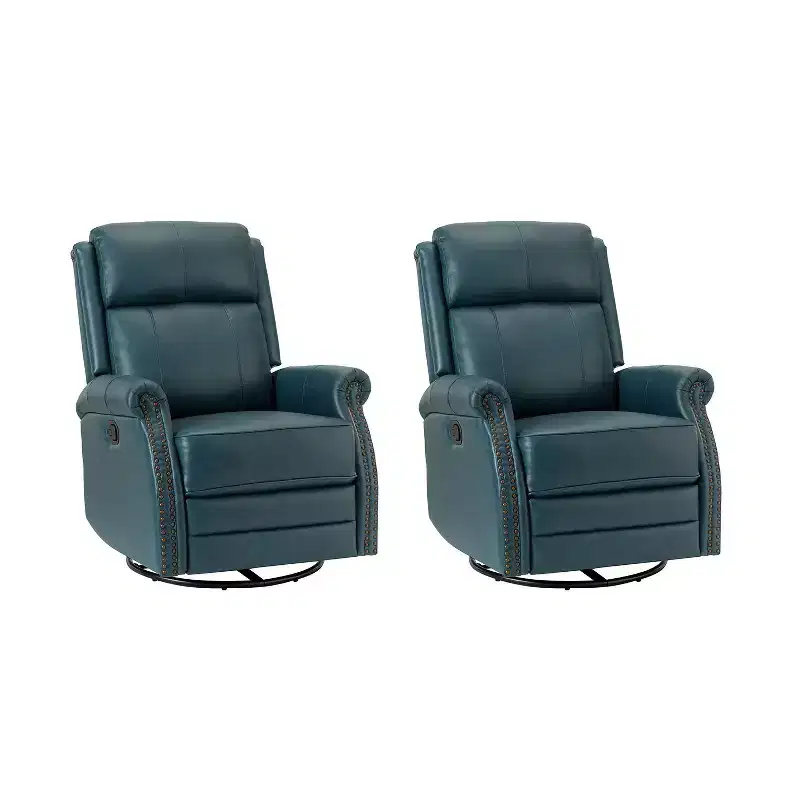 Irene 30.5 Wide Genuine Leather Manual Recliner with Rolled Arms Set of 2| ART OF LIVING DESIGNS