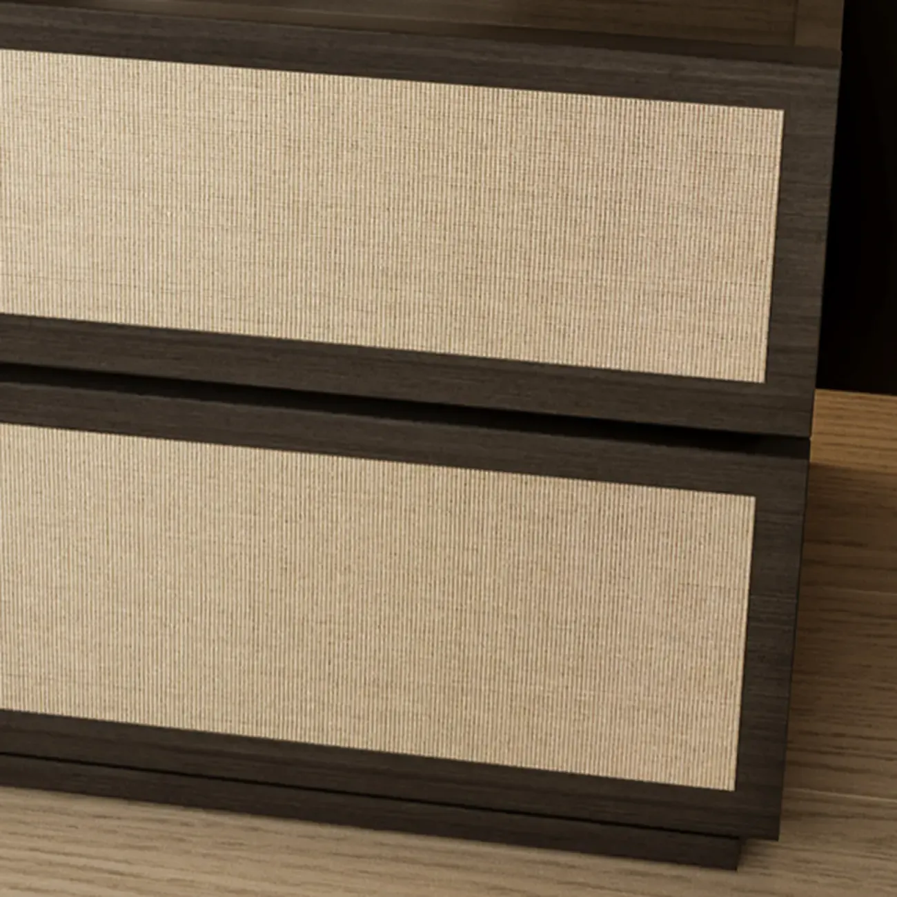 Dark Walnut 2-Drawer Fabric Wood Frame Nightstand