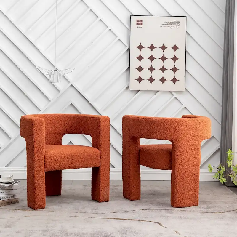 KINWELL 28 Wide Boucle Upholstered Square Armchair (Set of 2)