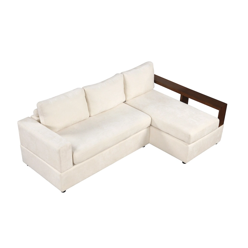 Christopher Knight Home - 87.4 L-Shaped Sectional Sofa with Reversible Armrests and Integrated Chaise Lounge