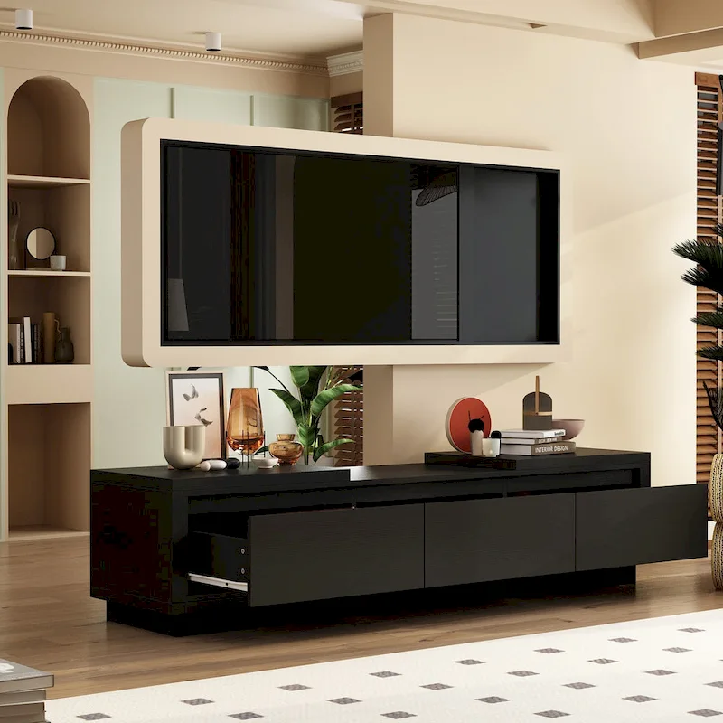 Entertainment Center Table Retracted Extendable TV Stand in Stretch