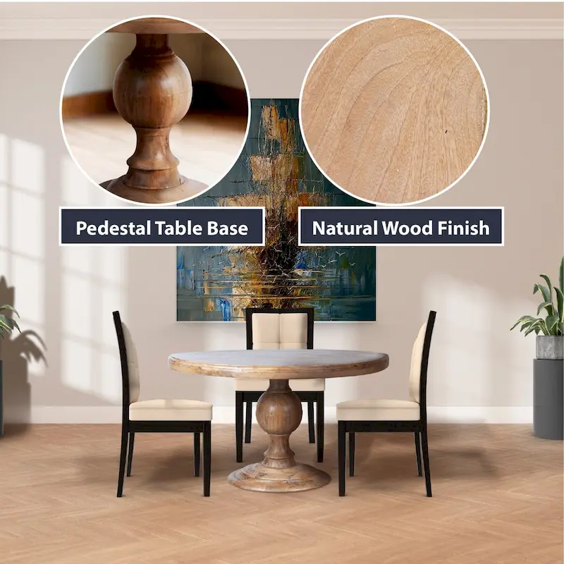 48-Inch Round Dining Table with Pedestal Base