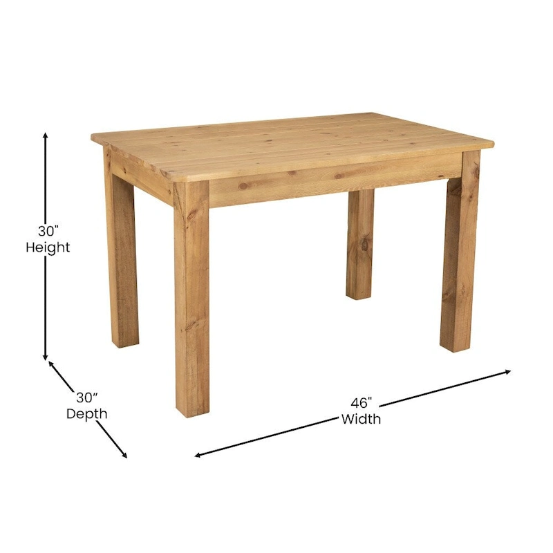 Rectangular Antique Rustic Solid Pine Farm Dining Table