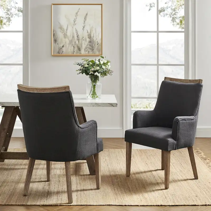 Albert Farmhouse Upholstered Solid Wood Dining Chair Set of 2 by HULALA HOME