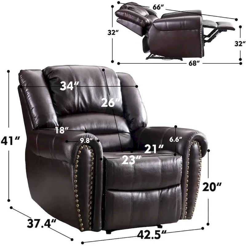 Overstuffed Manual Standard Recliner Chair Sofa