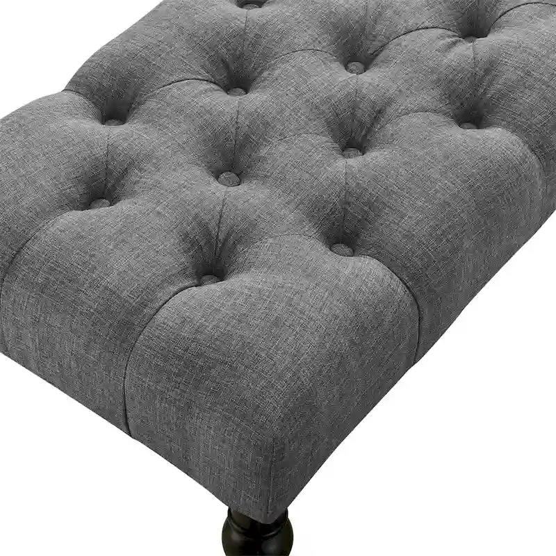 Fabric Tufted Turned Leg Dining Bench