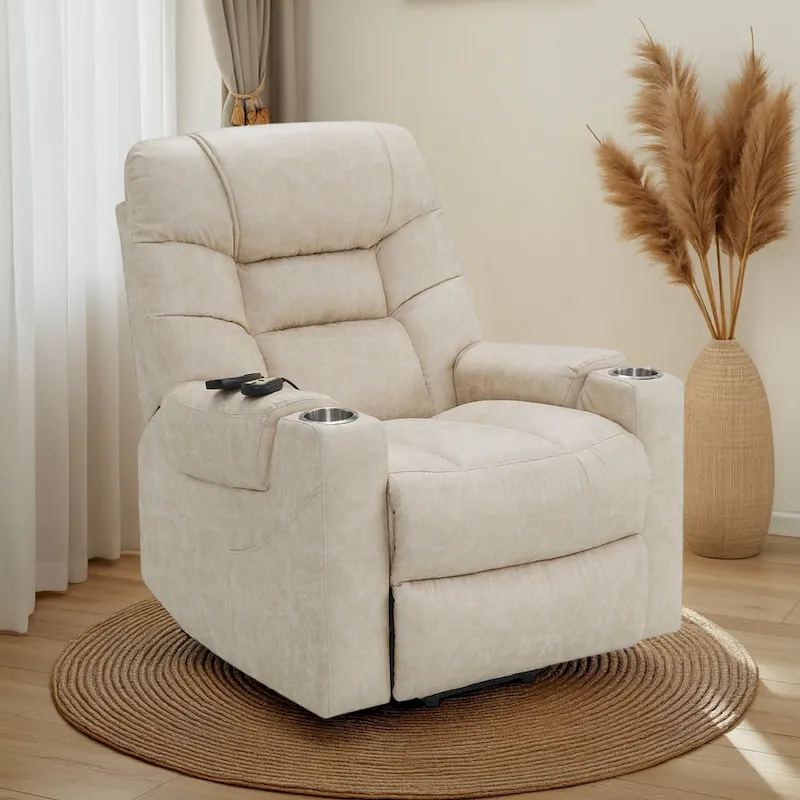 Aira Power Recliner Lift Chair with Heating Massage, Gray Faux Leather