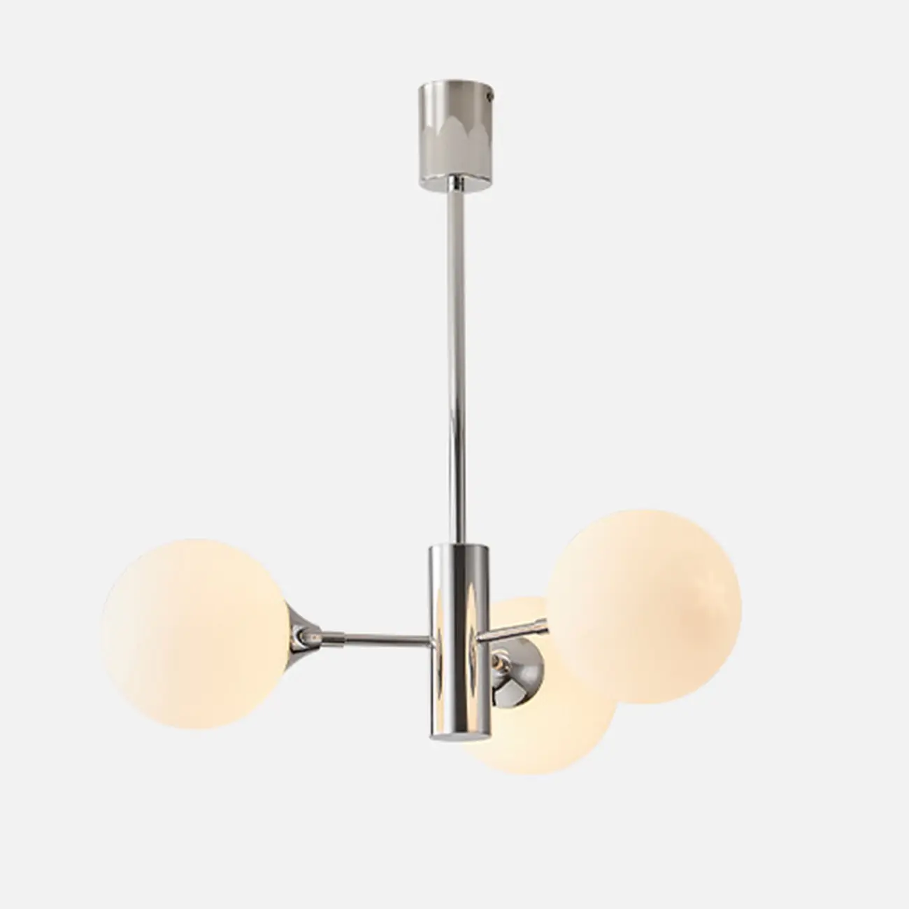 Modern Silver Sputnik Chandelier with White Globe Glass