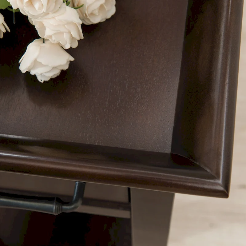 Leick Home One Drawer Traditional Cherry Tray Edge Side Table with Shelf