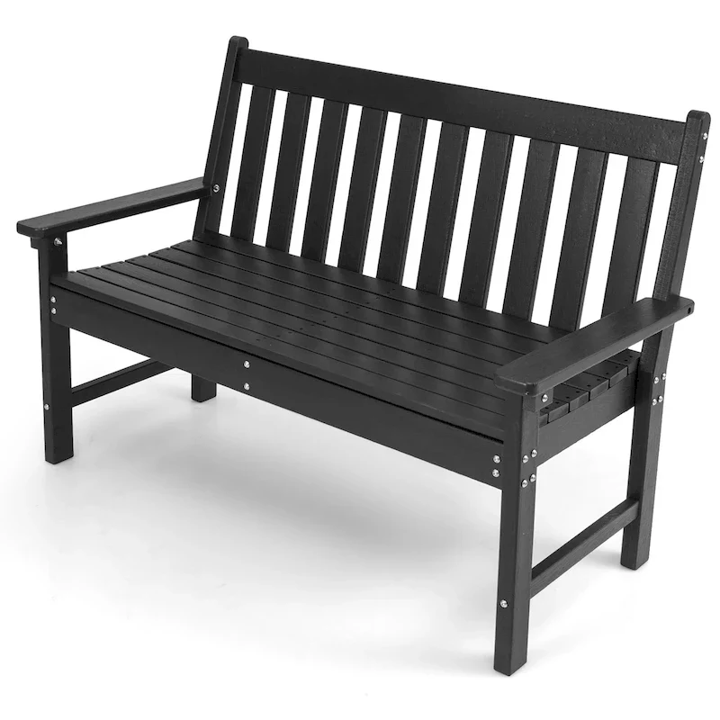 Gymax Garden Bench All-Weather HDPE 2-Person Outdoor Bench for Front