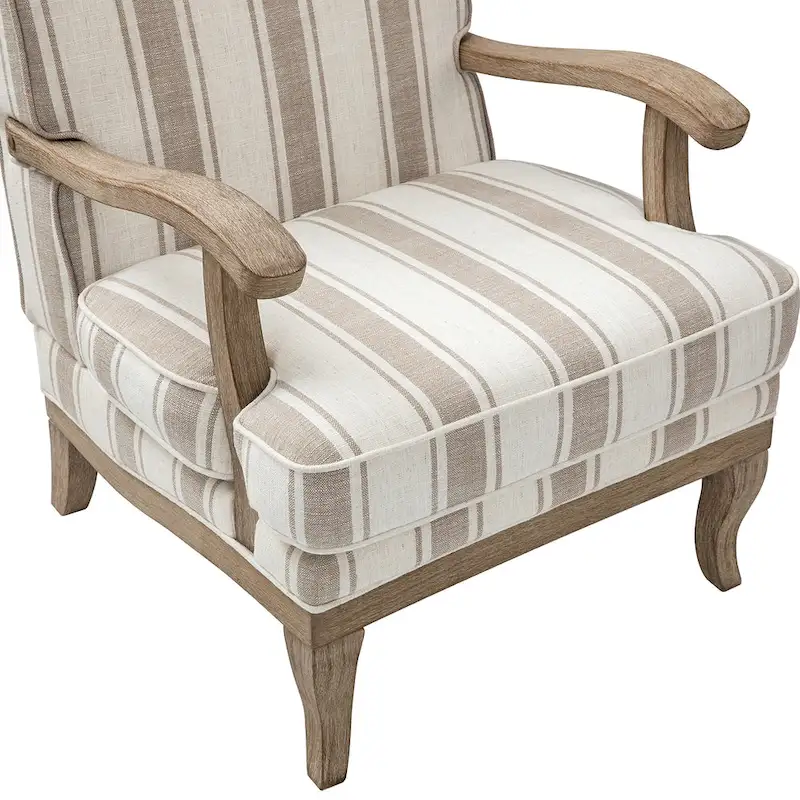 Rinaldo Farmhouse Polyester Armchair with Solid Wood Legs Set of 2 by HULALA HOME