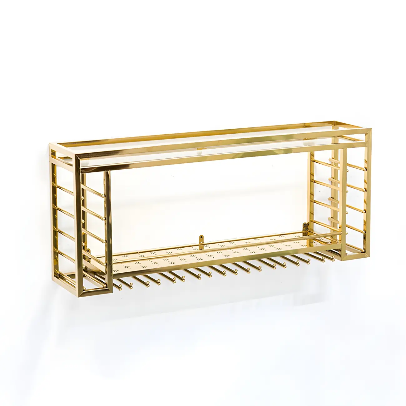 Luxury Metal Gold Wall-Mounted Open Wine Rack