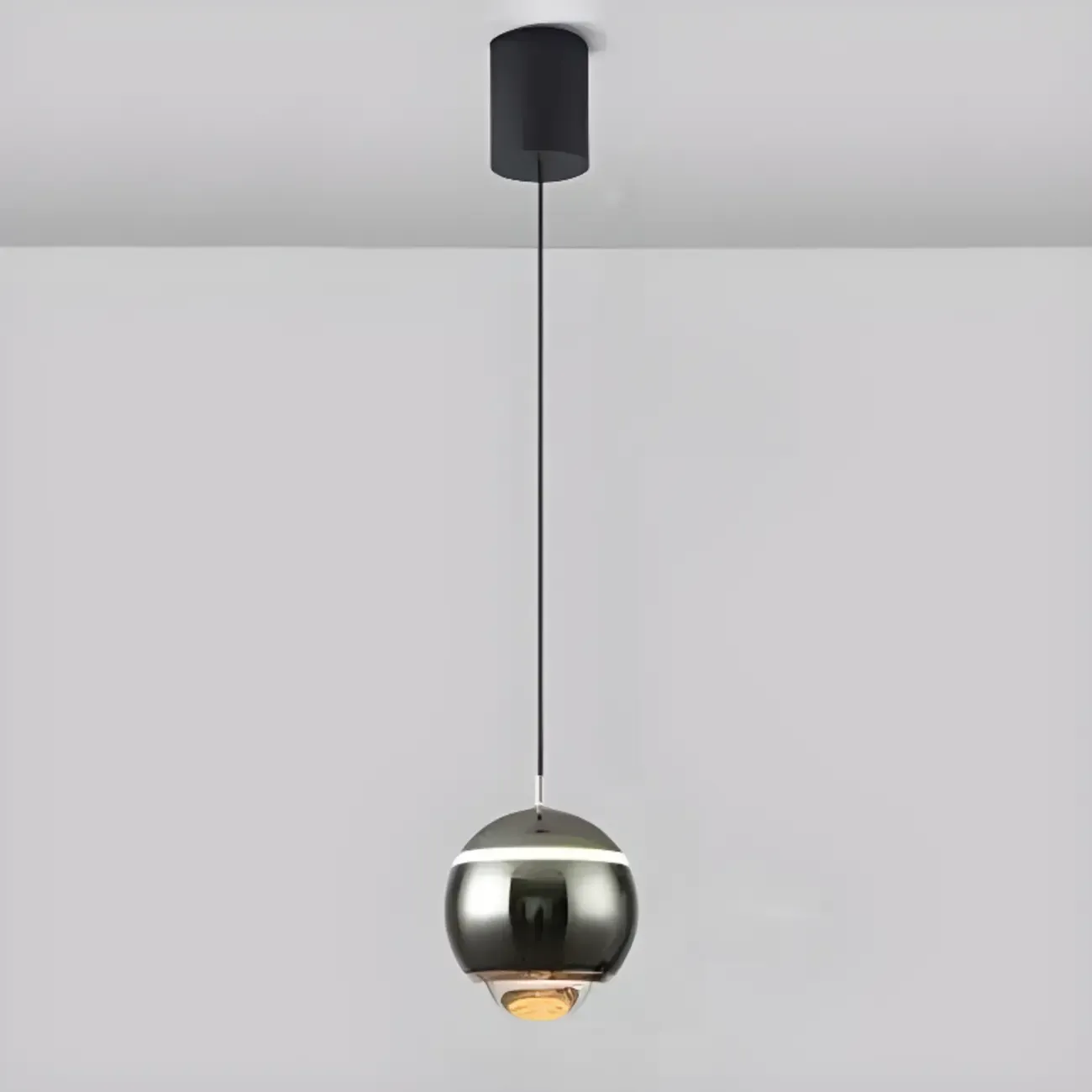 Modern Metal Glass Globe Pendant Light Warm LED