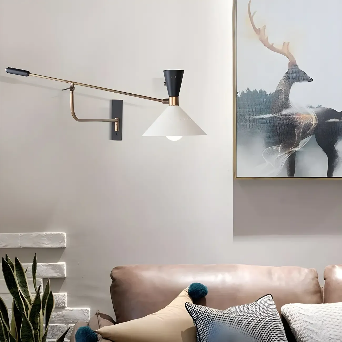 Modern Iron Shade Metal Swing Arm Wall Light