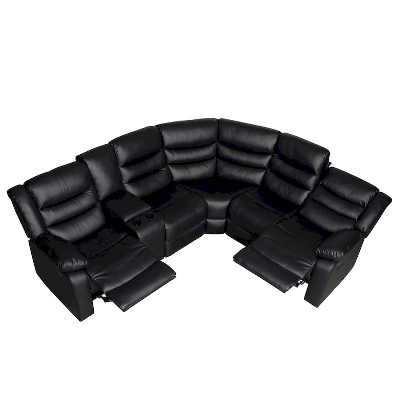 106 Manual Reclining Modular Sectional Couch with 1 Console & 2 Cup Holders, Living Room/Office