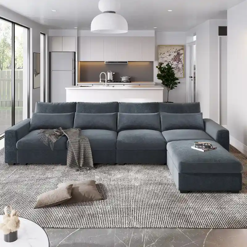 Modern L-Shape Sectional Sofa with Reversible Chaise