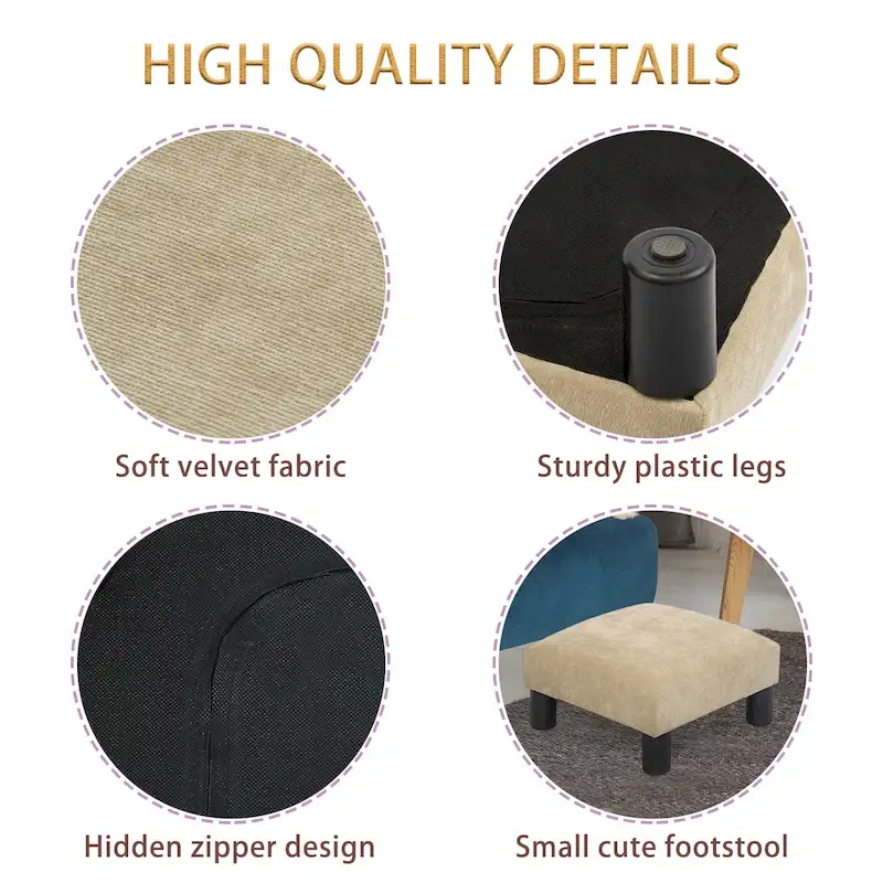 Adeco Ottoman Upholstered Fabric Footrest Pet Steps Dog Stair Stool